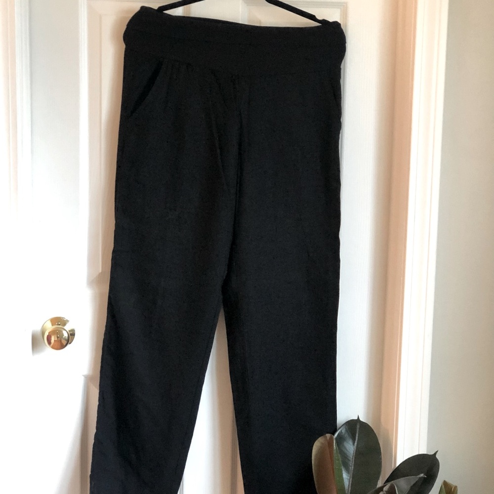 Like New Black Linen Pant with Fold over waist Size 4